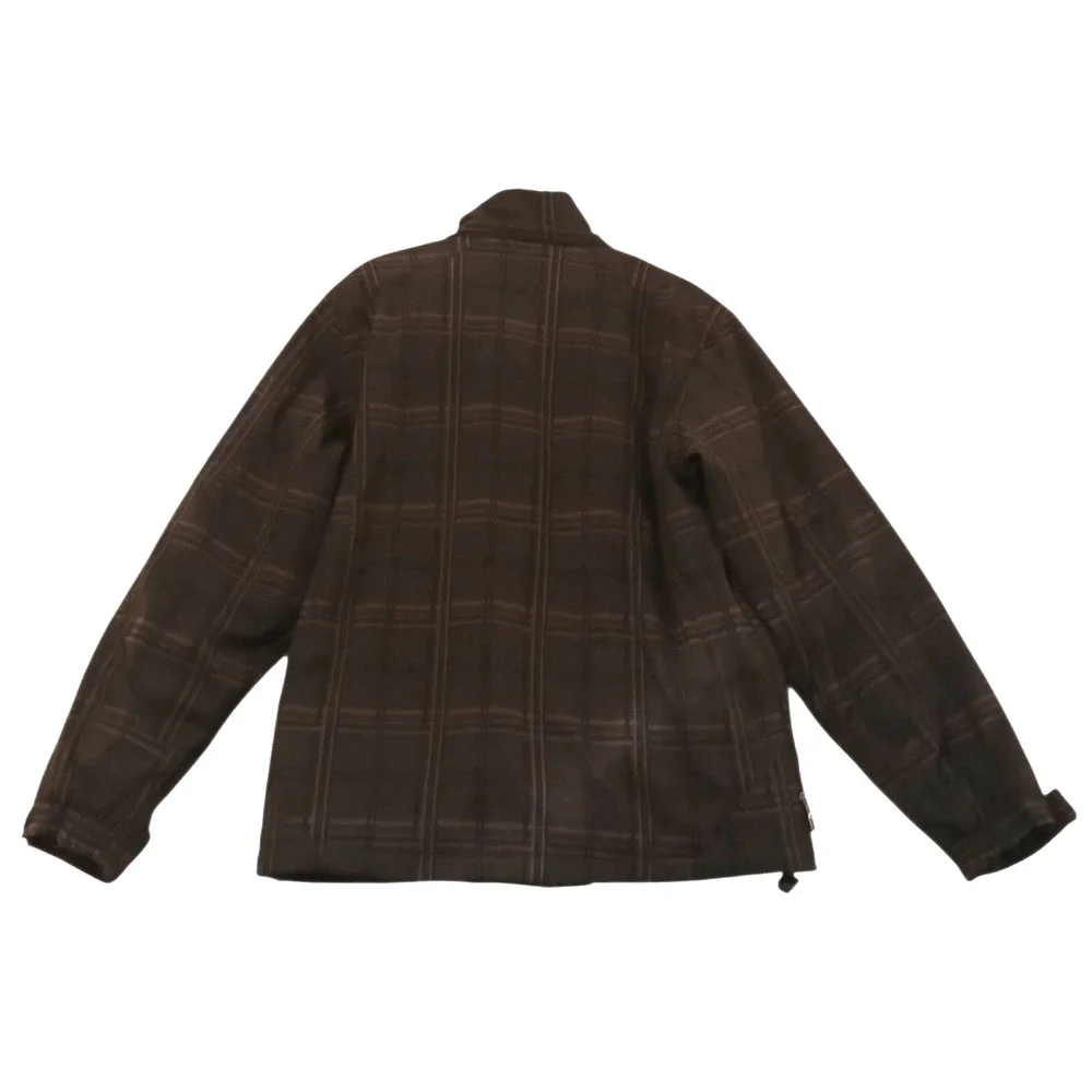 Mens Small Heavy Coat Full Zip Softshell Black Gray Plaid‎ Insulated Zip Pockets